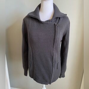 Covington Gray Knit Asymmetrical Zip-Front Sweater Cardigan